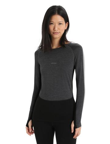 Base Layers Icebreaker 200 ZoneKnit™ Merino Long Sleeve Crewe Damskie Czarne | PL 1097AHKP